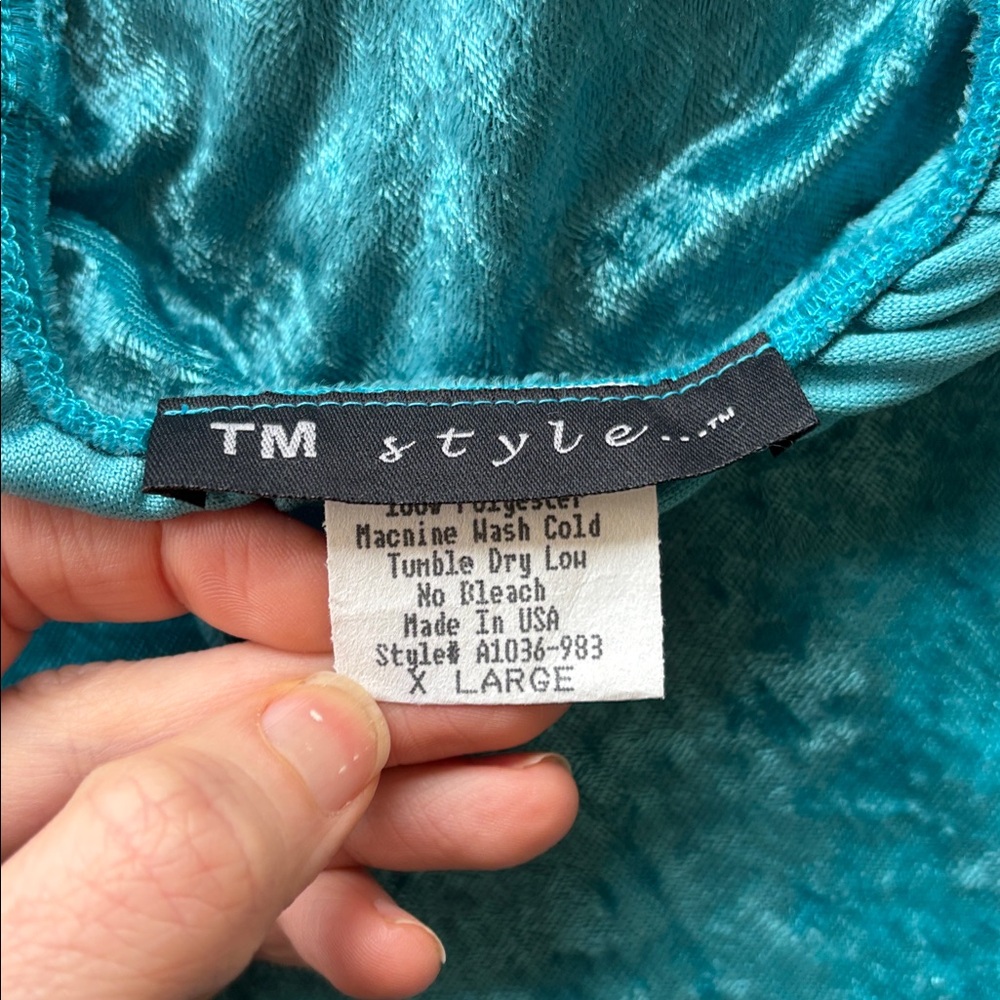 Vintage Y2K New Teal Velvet XL Fairy Peasant Blouse Top Beaded Embroidered - Picture 17 of 17